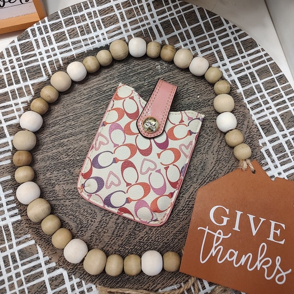 😍 Vintage Y2K Coach Brand Poppy Phone Carry Case, Monogram Heart Print, Leather - Picture 2 of 6